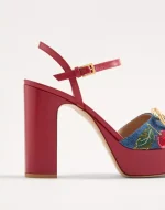 Valentino Vlogo Signature Platform Denim Sandal With Cherryfic Embroidery 115Mm - Image 2